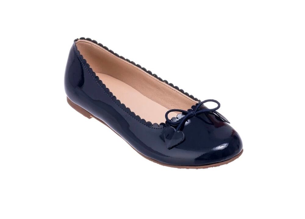 Elephantito Scalloped ballerina flats navy blue patent leather sz 3 Big girl $85